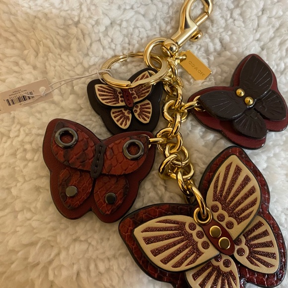 New without tag, Leather Coach Key Ring, Multicolored with 4 pretty butterflies - Picture 3 of 16